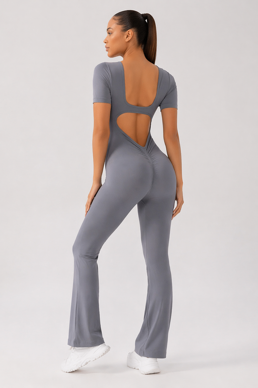 OPEN-BACK FLARE JUMPSUIT