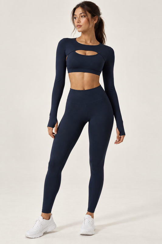 CUT-OUT LONG SLEEVE ACTIVEWEAR SET