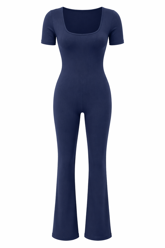 OPEN-BACK FLARE JUMPSUIT
