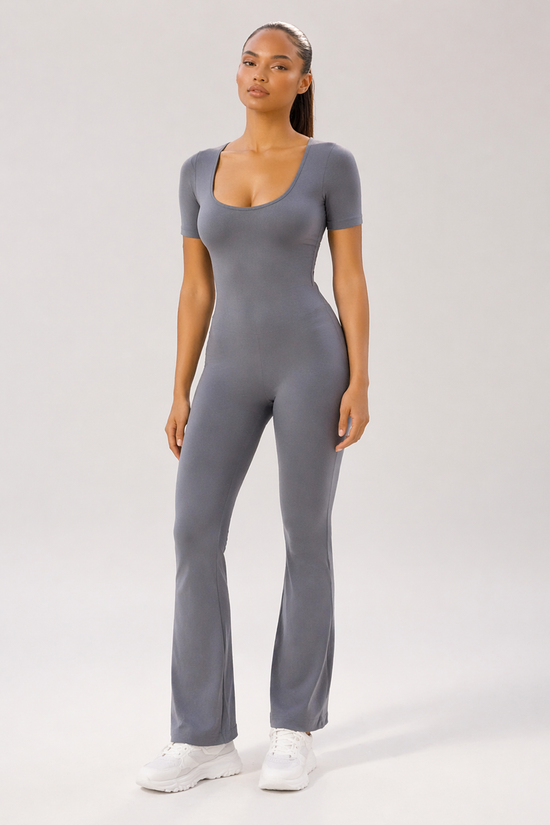 OPEN-BACK FLARE JUMPSUIT