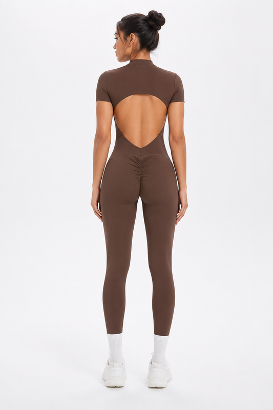OPEN-BACK SCULPT ZIP UNITARD