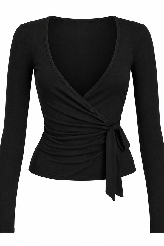 Pilates Ruched Long Sleeve Wrap Top