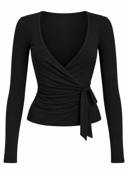 Pilates Ruched Long Sleeve Wrap Top