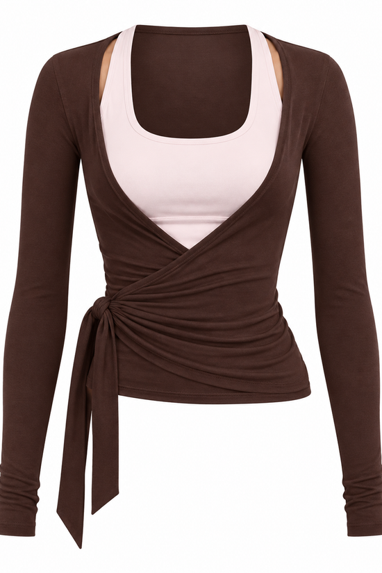 Pilates Ruched Long Sleeve Wrap Top