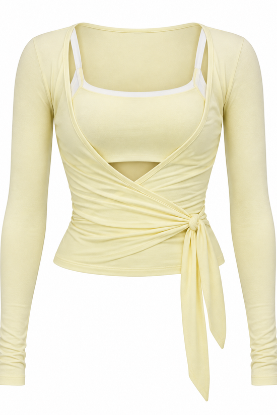 Pilates Ruched Long Sleeve Wrap Top