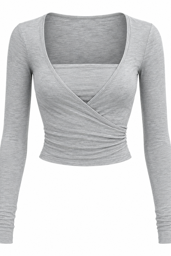 Pilates Ruched Long Sleeve Wrap Top