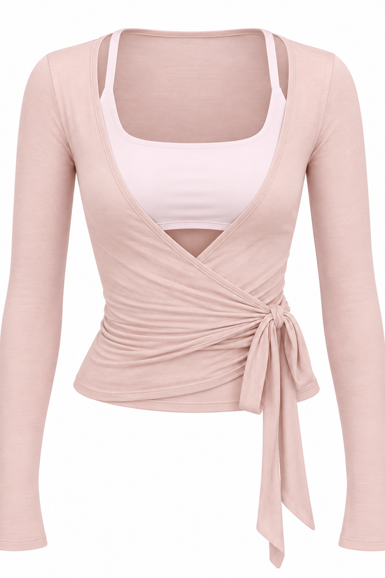 Pilates Ruched Long Sleeve Wrap Top