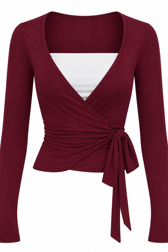 Pilates Ruched Long Sleeve Wrap Top