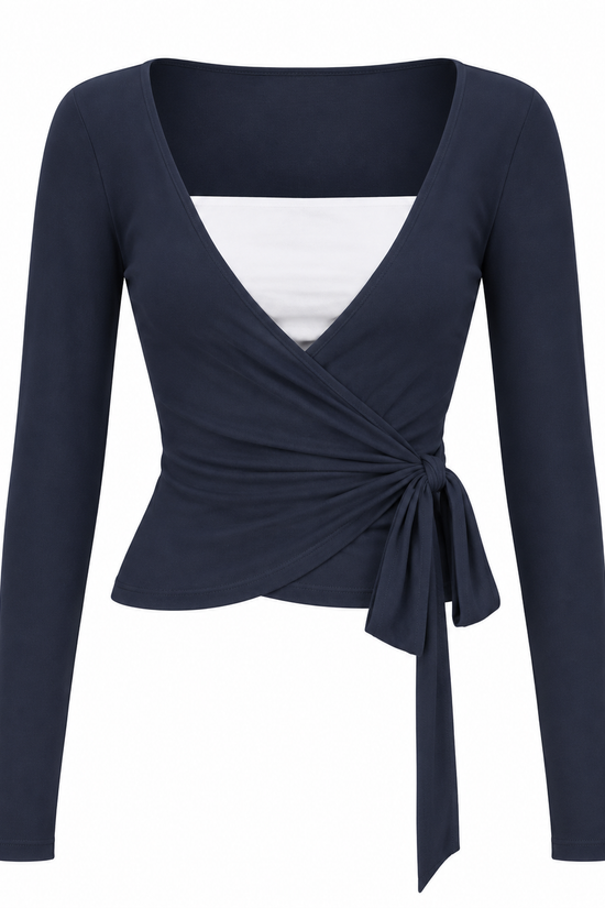 Pilates Ruched Long Sleeve Wrap Top