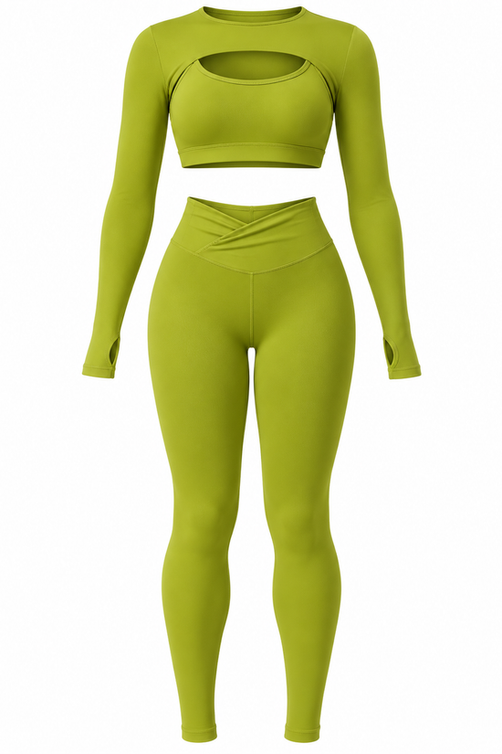 CUT-OUT LONG SLEEVE ACTIVEWEAR SET