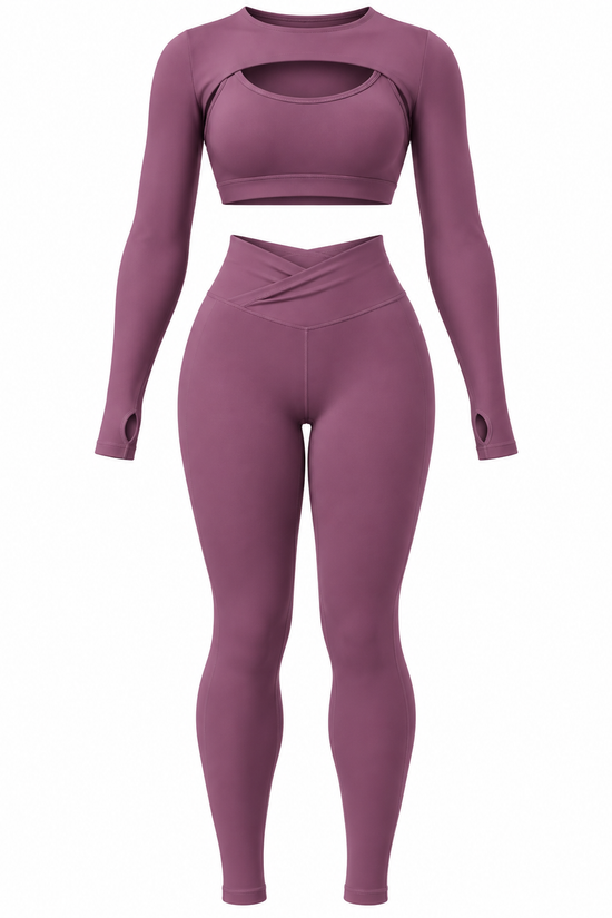 CUT-OUT LONG SLEEVE ACTIVEWEAR SET