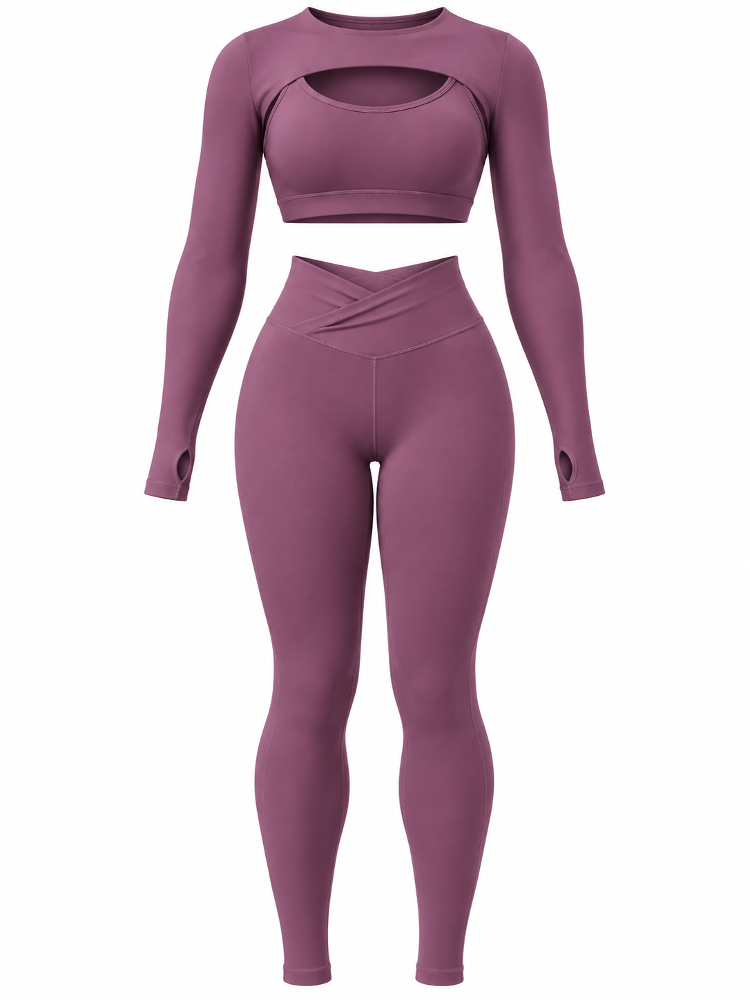 CUT-OUT LONG SLEEVE ACTIVEWEAR SET