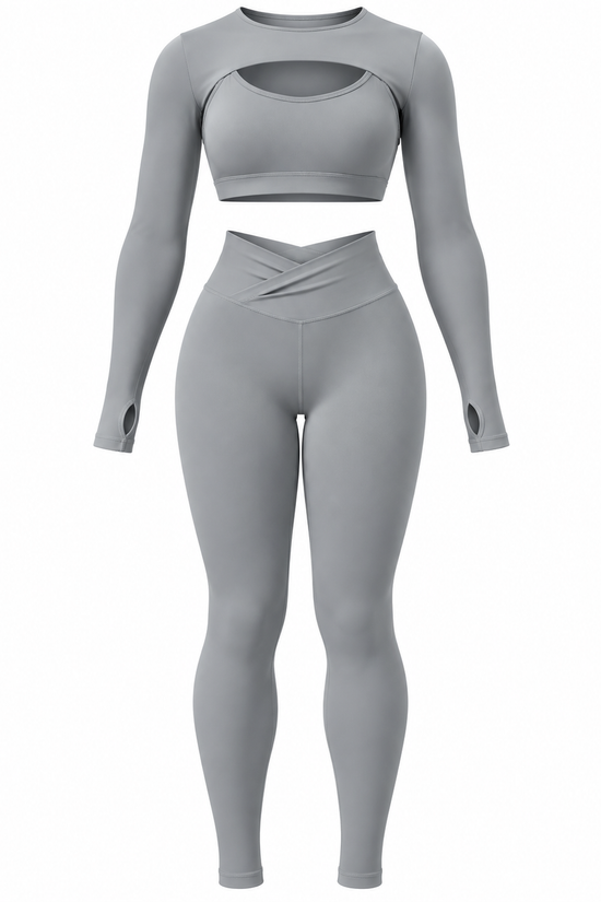 CUT-OUT LONG SLEEVE ACTIVEWEAR SET