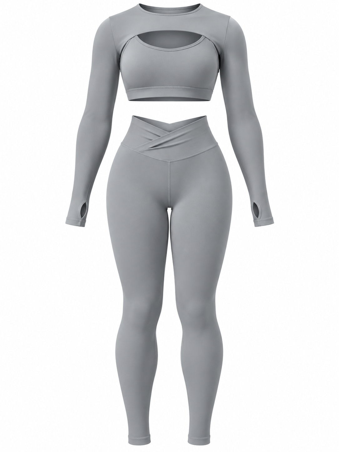 CUT-OUT LONG SLEEVE ACTIVEWEAR SET
