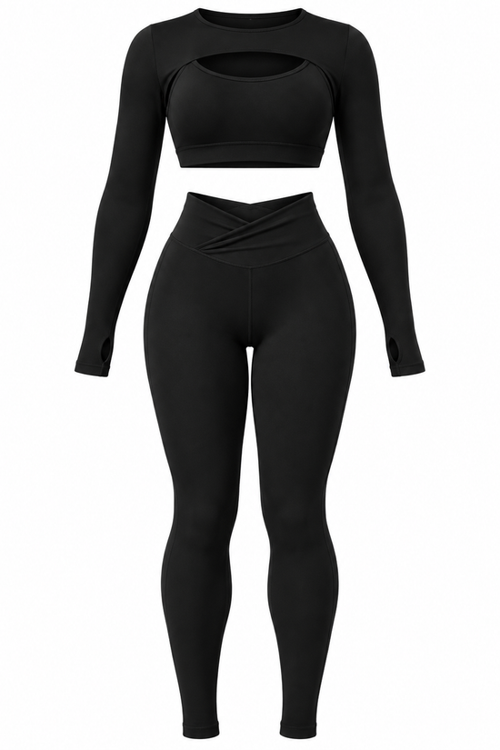 CUT-OUT LONG SLEEVE ACTIVEWEAR SET