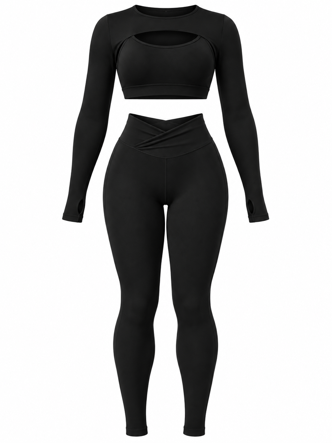 CUT-OUT LONG SLEEVE ACTIVEWEAR SET