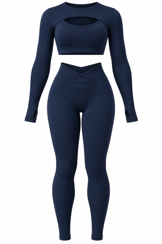 CUT-OUT LONG SLEEVE ACTIVEWEAR SET