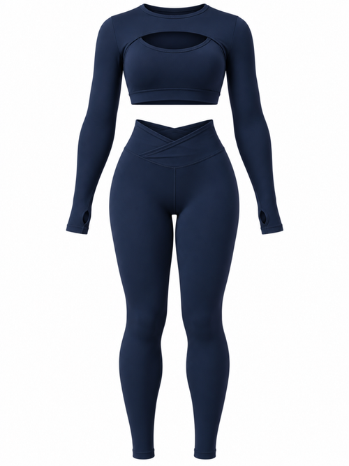 CUT-OUT LONG SLEEVE ACTIVEWEAR SET