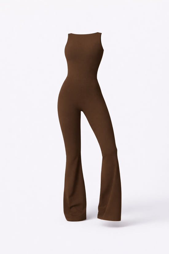 SCULPT OPEN-BACK FLARE JUMPSUIT