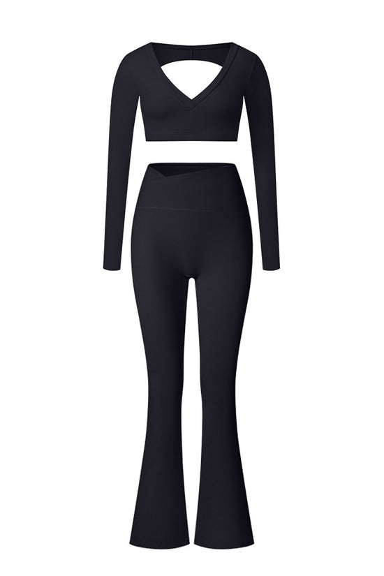 Élan High-Waisted Flared Leggings & Sports Bra Set